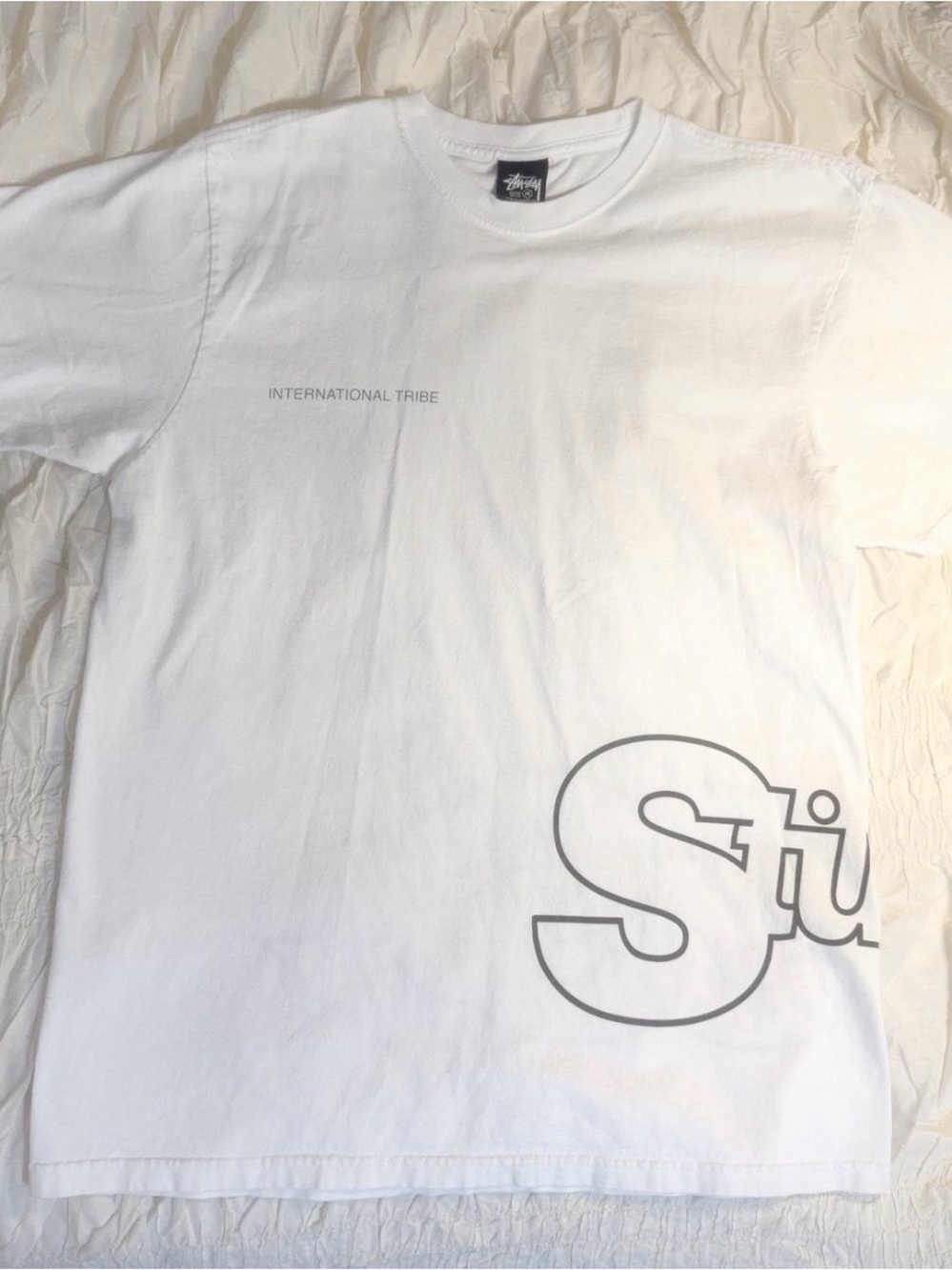 Stussy White 'International Tribe' Short Sleeve Graphic Tee